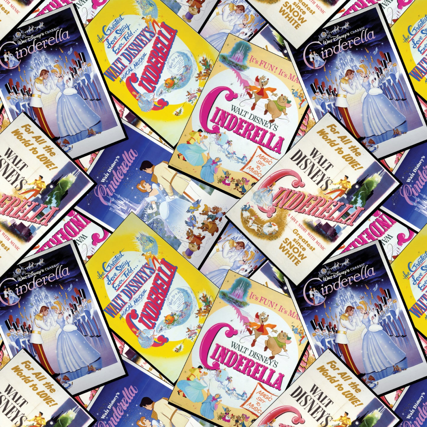 Licensed Disney Character Posters Cinderella Classic Poster Stack 85102205-01 Cotton Woven Fabric