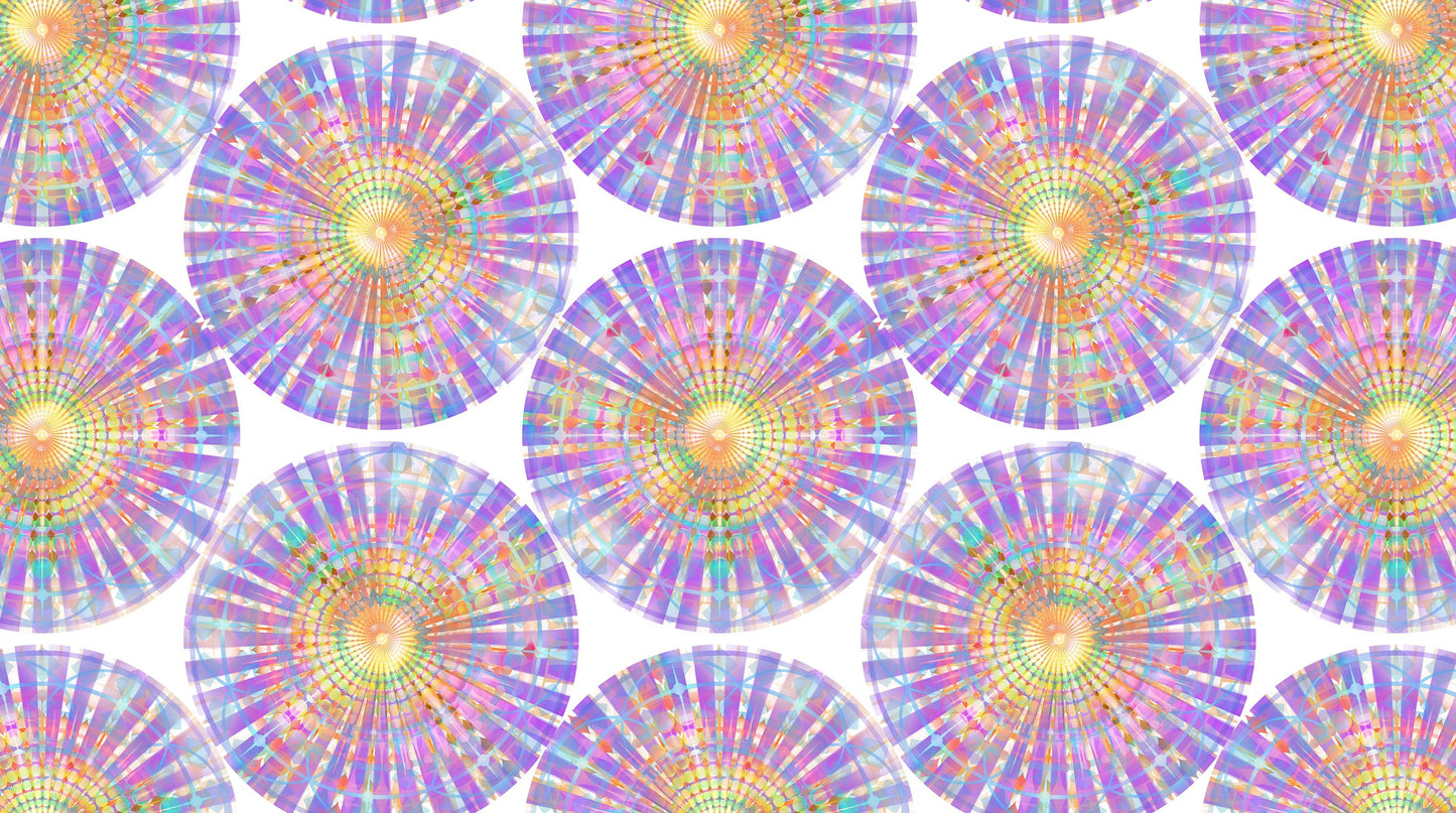 Night Vision Digital by Simon Jaiduk Circles Large White DP25089-10 Cotton Woven Fabric