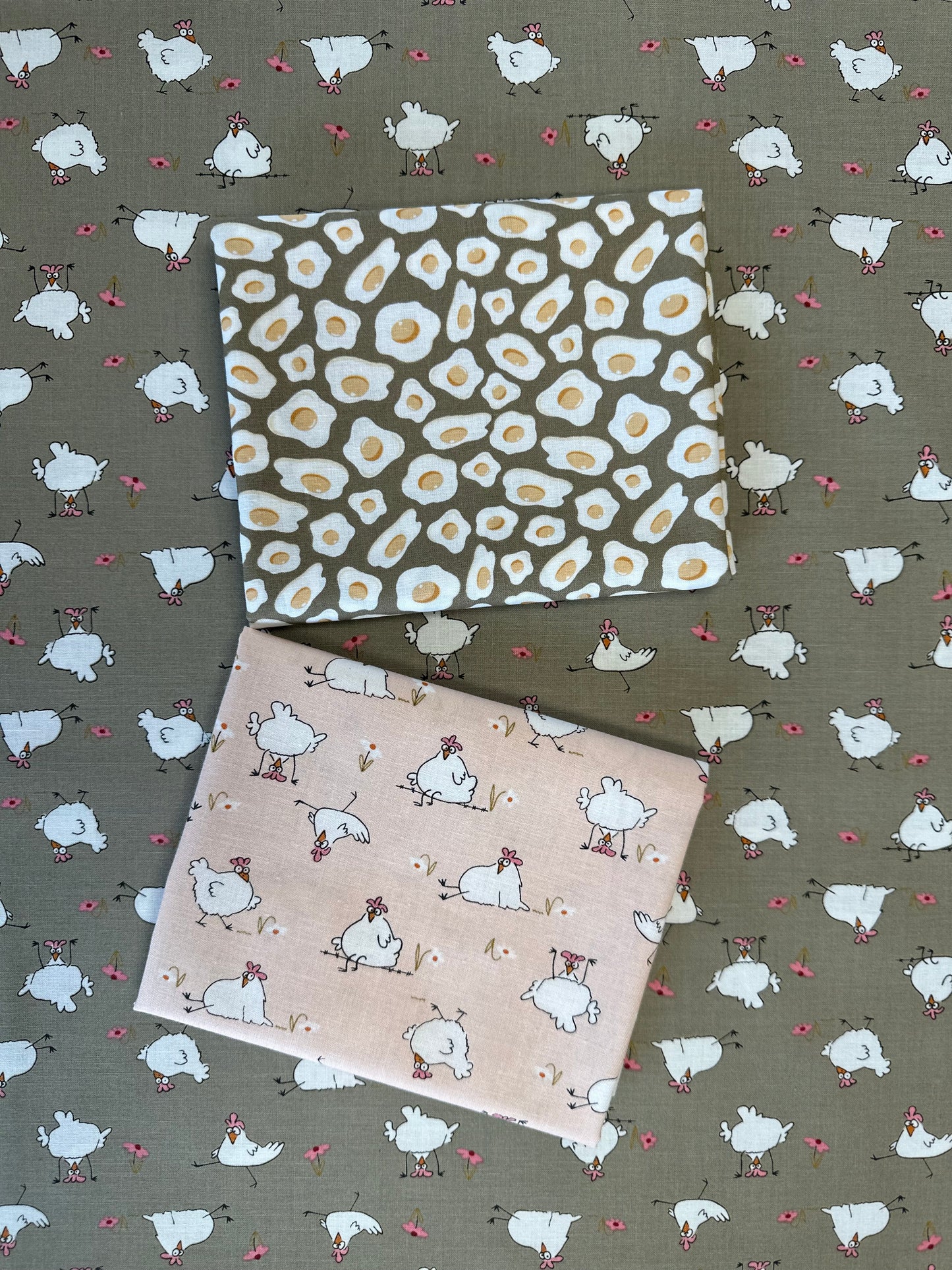 Cluck Cluck Bloom by Teresa Magnuson Chickens Coral Y3792-38 Cotton Woven Fabric