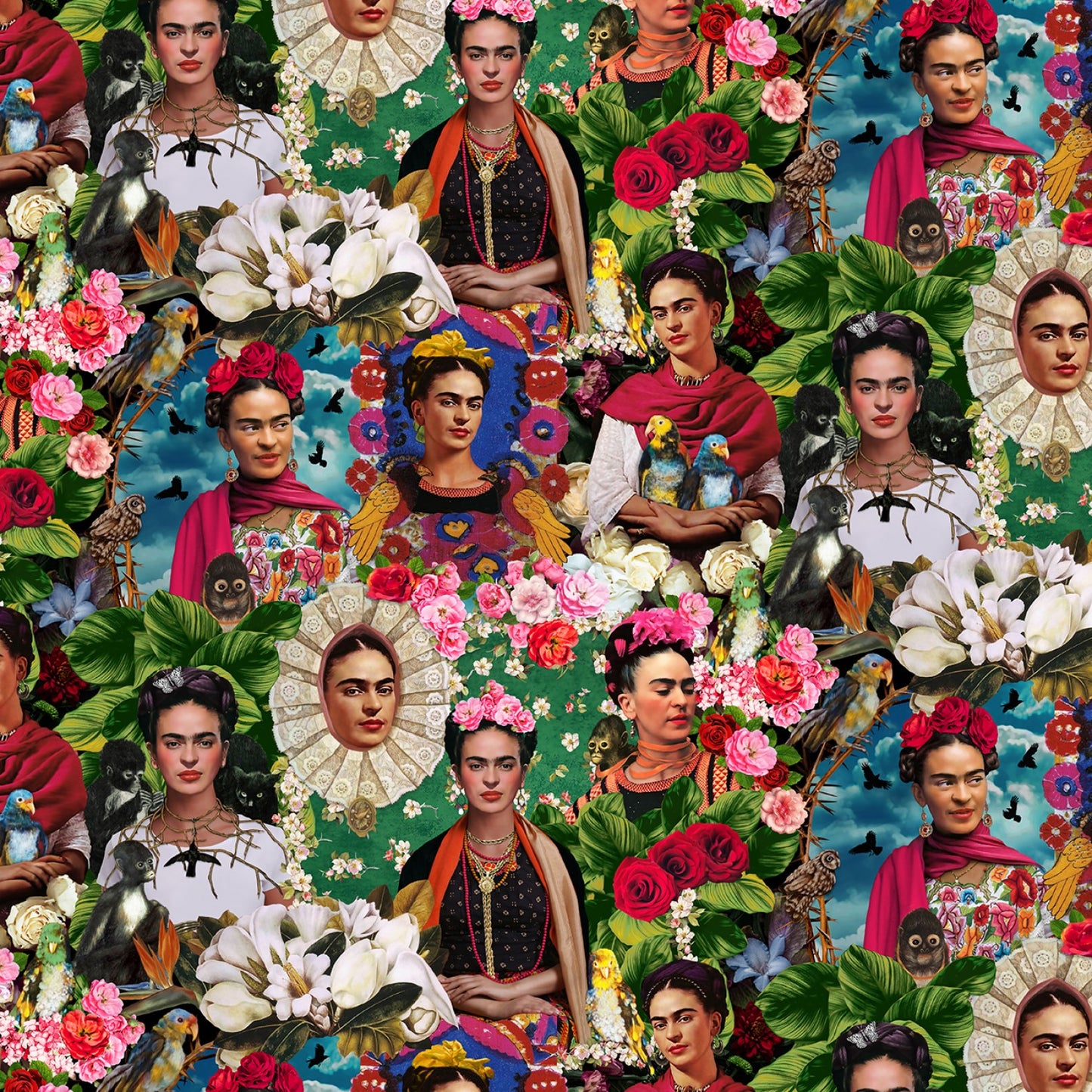 Esperanza Collage Of Women's Portraits Multi    CD1580-MULTI Cotton Woven Fabric