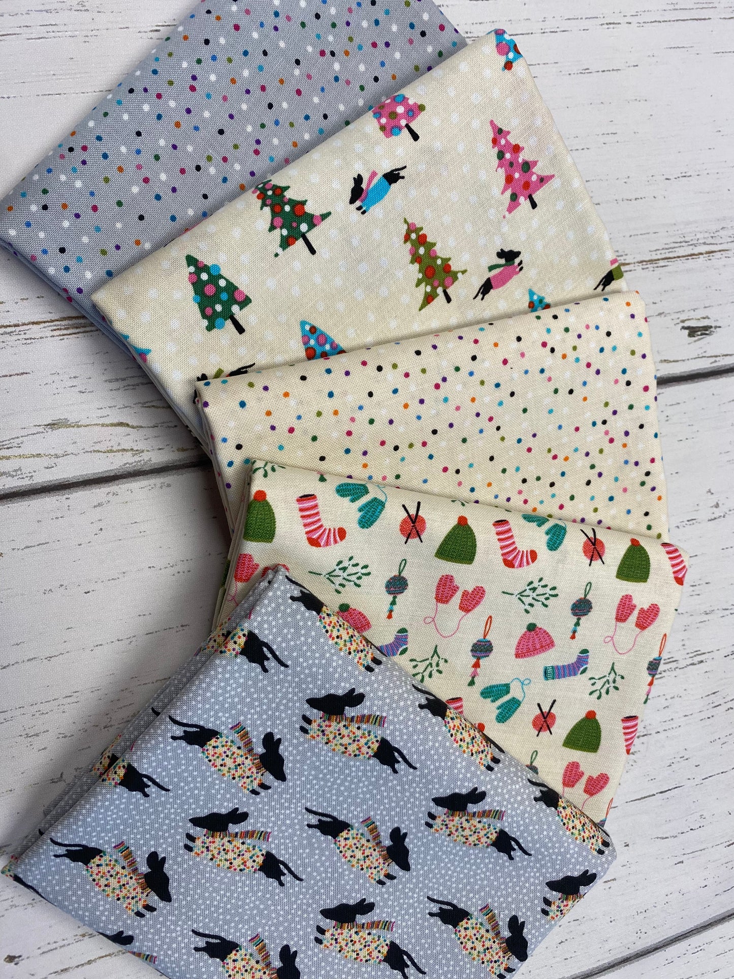 Dachshund through the Snow Festive Snowfall in Grey 82210504-02 Cotton Woven Fabric