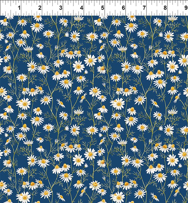 Hedgehog Hollow Daisies Blue 9HH-1 Cotton Woven Fabric