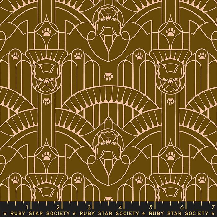 Dog Park by Sarah Watts of Ruby Star Society Deco Pup Cocoa    RS2097-16 Cotton Woven Fabric