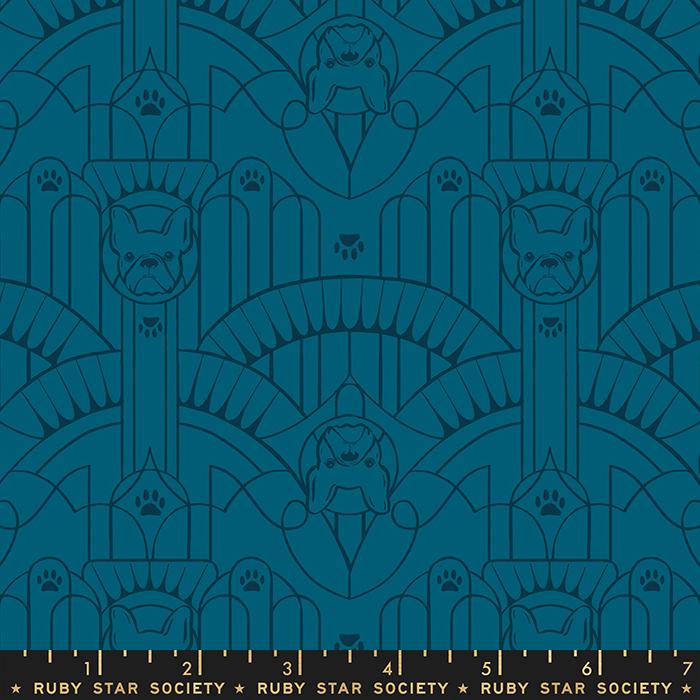 Dog Park by Sarah Watts of Ruby Star Society Deco Pup Teal    RS2097-15 Cotton Woven Fabric