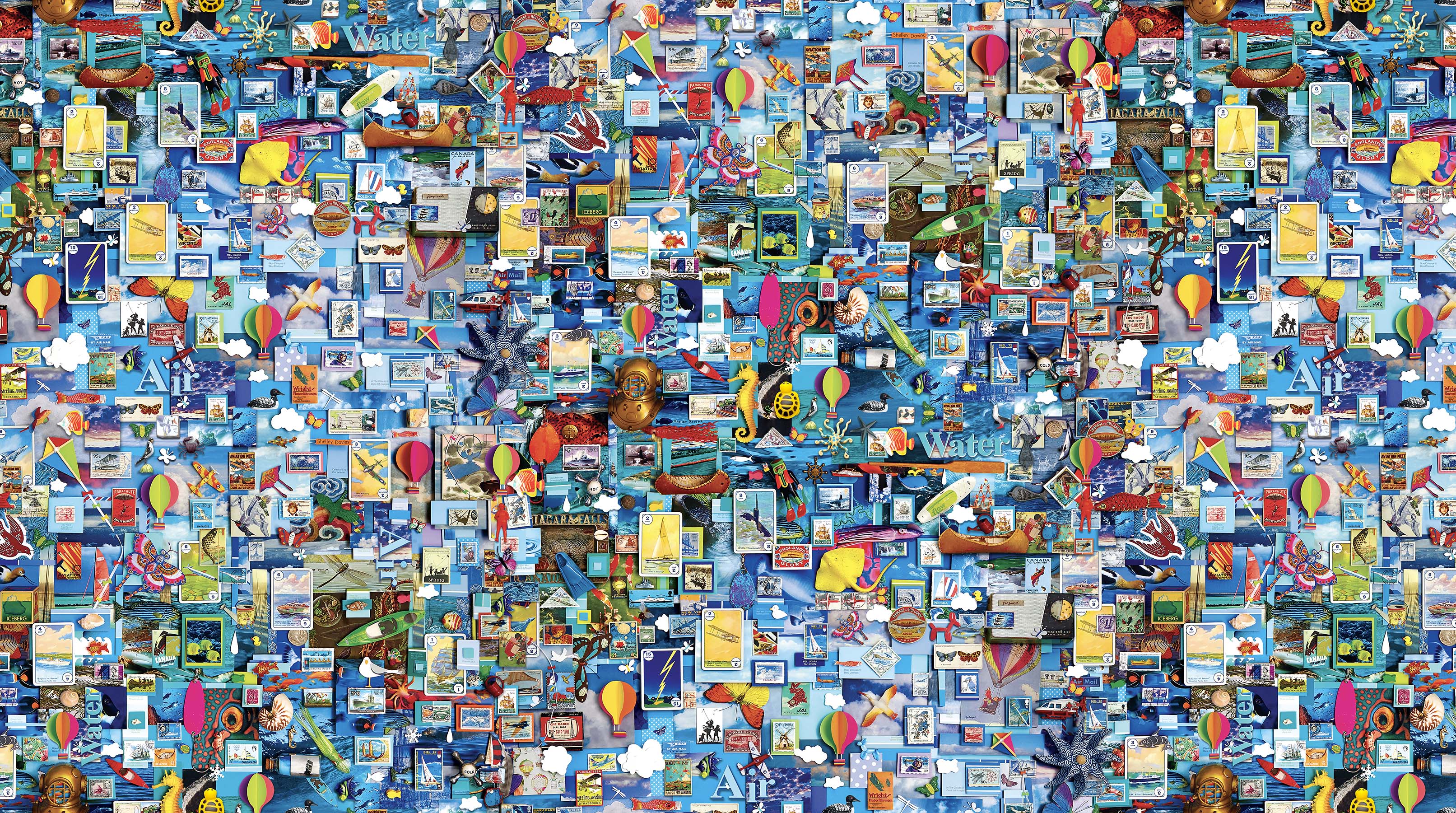 Color Collage 2 Digitally Printed by Shelley Davies Blue Collage