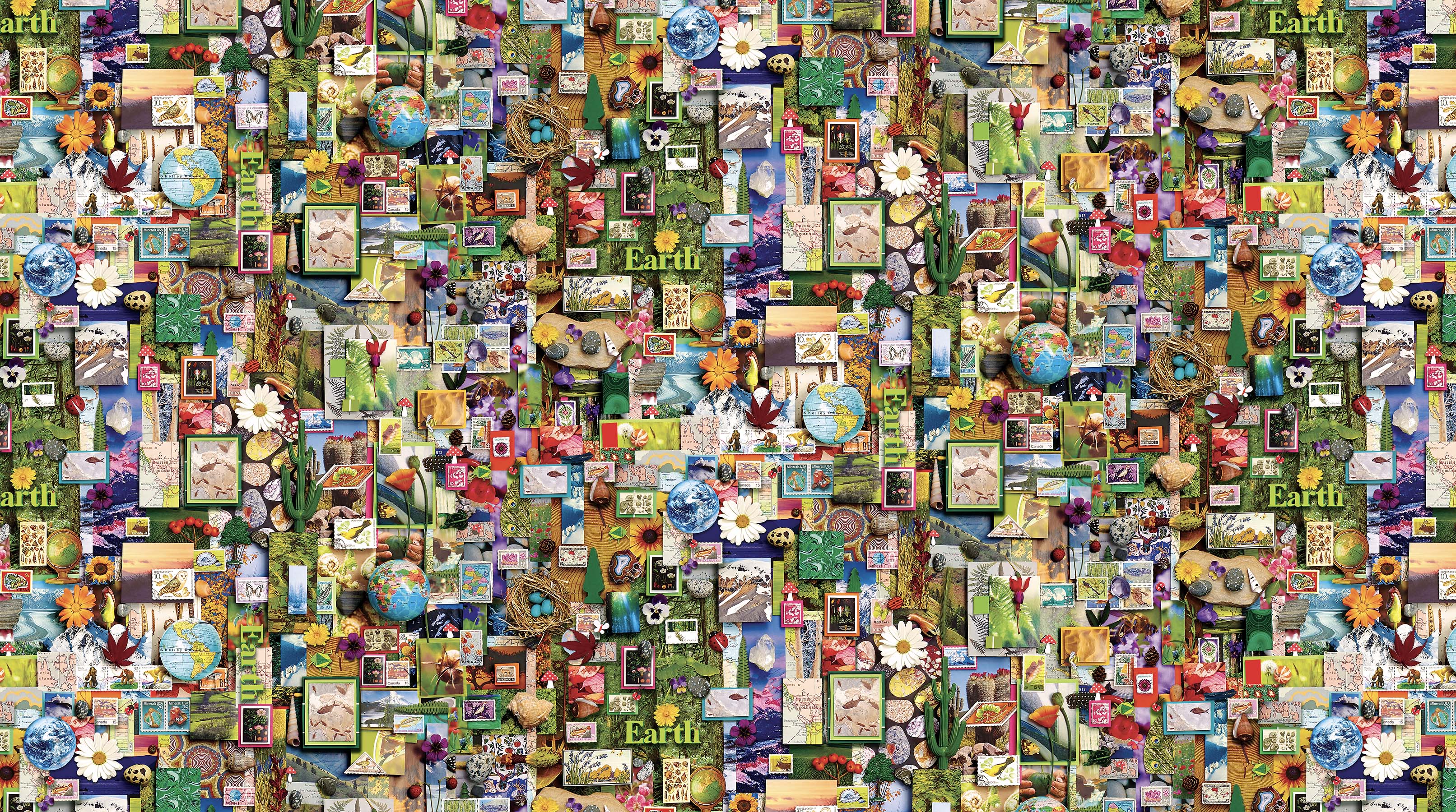 Color Collage 2 Digitally Printed by Shelley Davies Green Collage