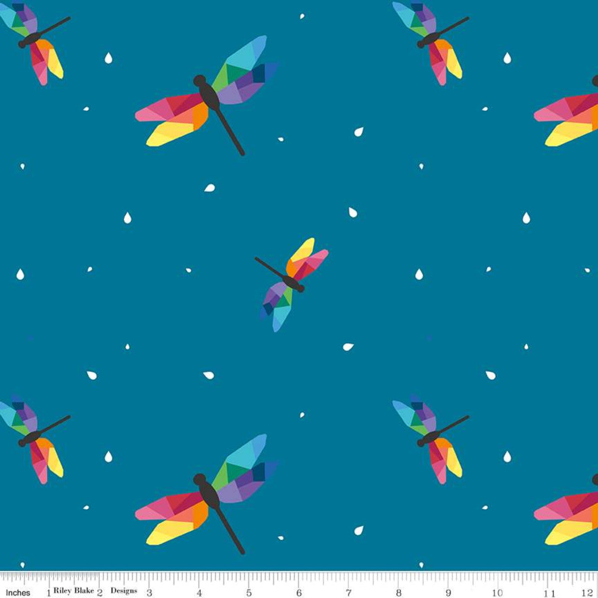 Imagine by Kristy Lea Dragonfly Flight Teal C12162-TEAL Cotton Woven Fabric