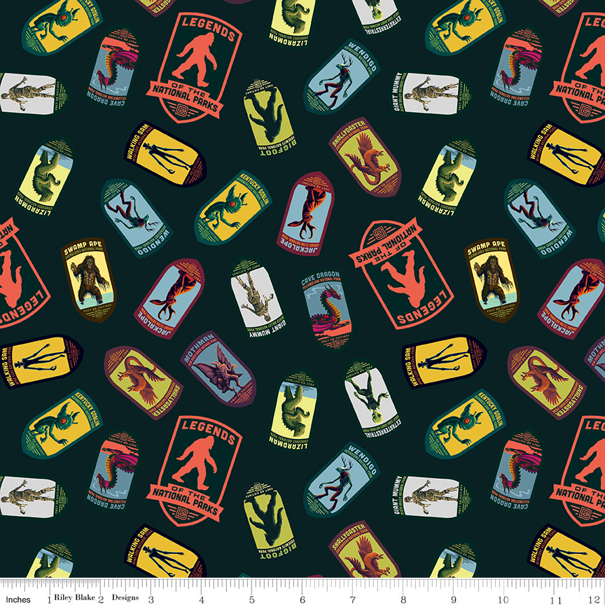 Licensed Legends Of The National Parks 2023 Emblem Toss Black CD15060-BLACK Cotton Woven Fabric