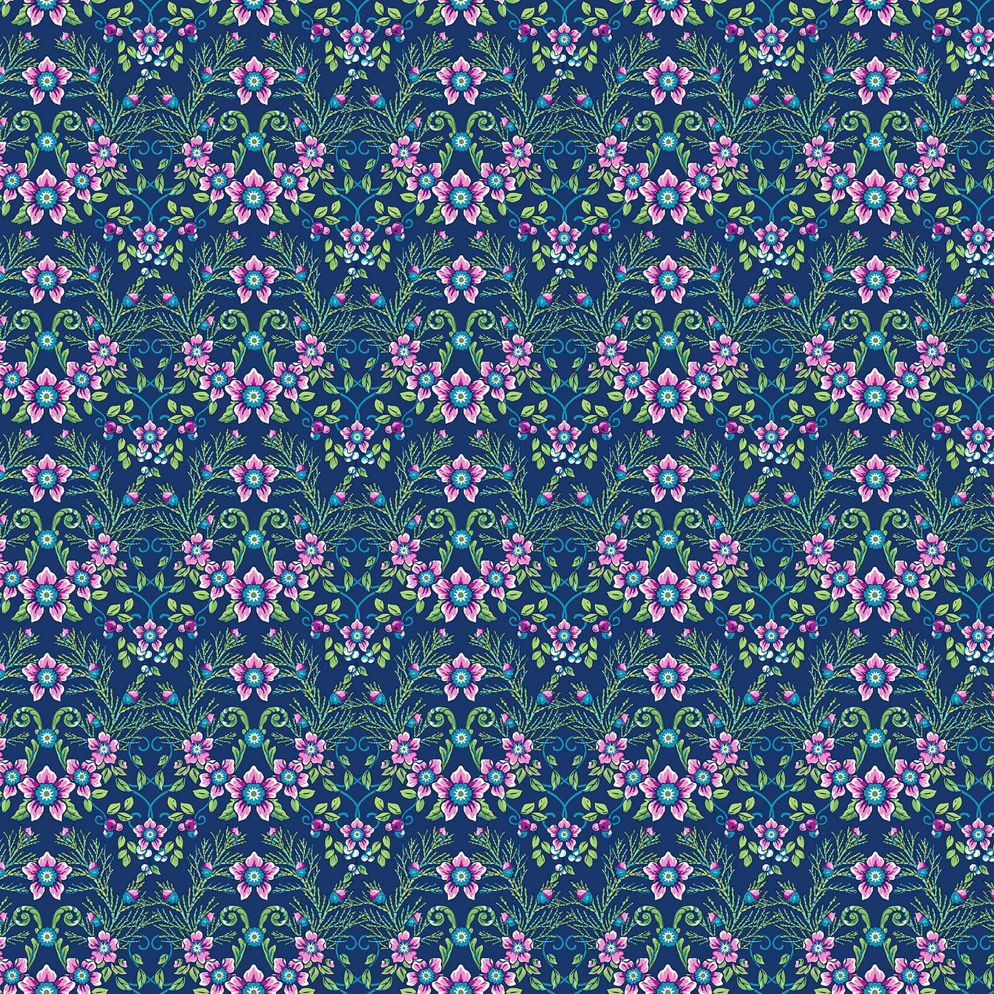 Wild by Natural Born Quilter Brett Lewis Enchantment Navy Multi Wideback Quilt Backing B24972-49 Cotton Woven Wideback