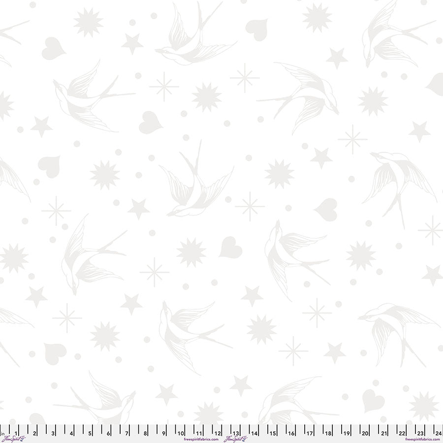 True Colors Quilt Backs by Tula Pink Fairy Flakes XL Snowfall Cotton Sateen 108" Wideback Quilt Backing QBTP013.SNOWFALL Cotton Woven Wideback