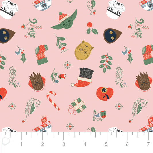 Licensed Character Winter Holiday III Festive Galaxy Pink 73011341-01 Cotton Woven Fabric