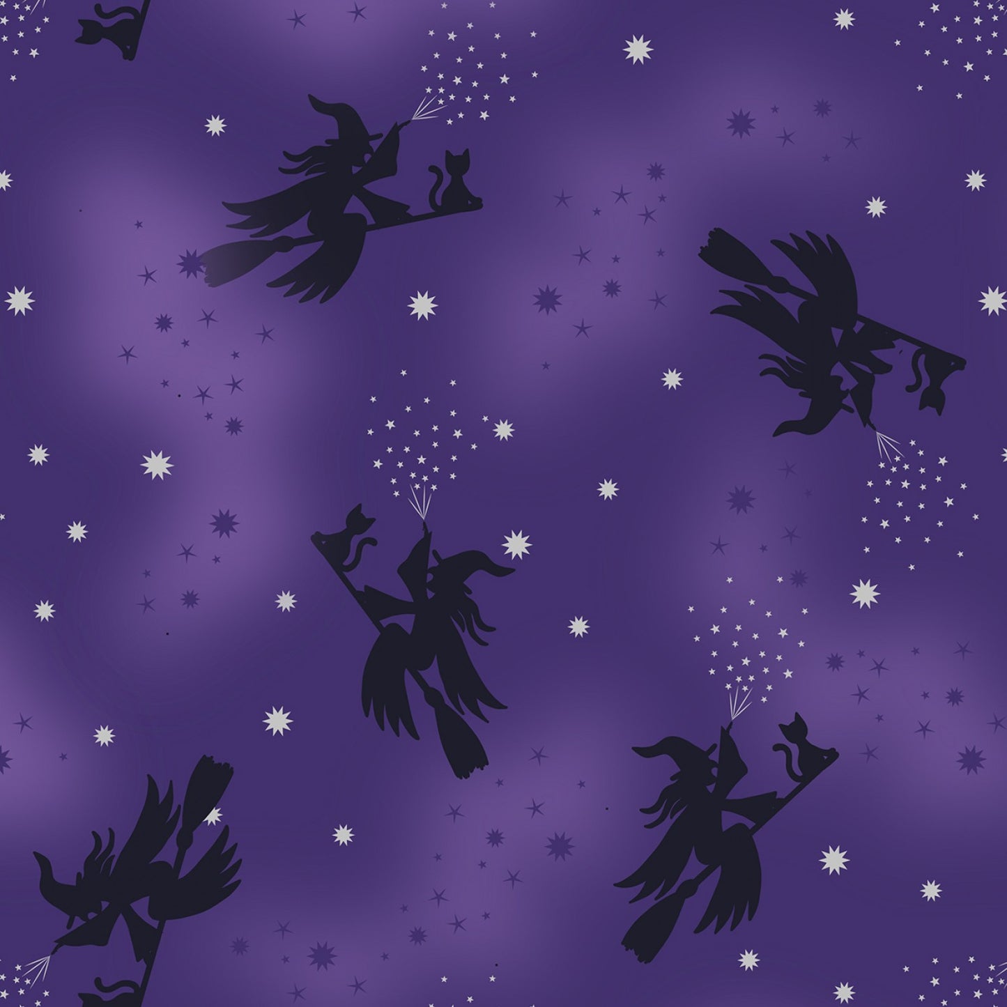 Cast A Spell Flying Witches Purple A722.2 Cotton Woven Fabric