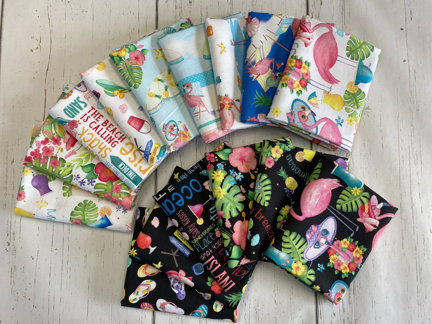Fun in the Sun by Andi Metz Tropical Drinks Black 12592B-12 Cotton Woven Fabric