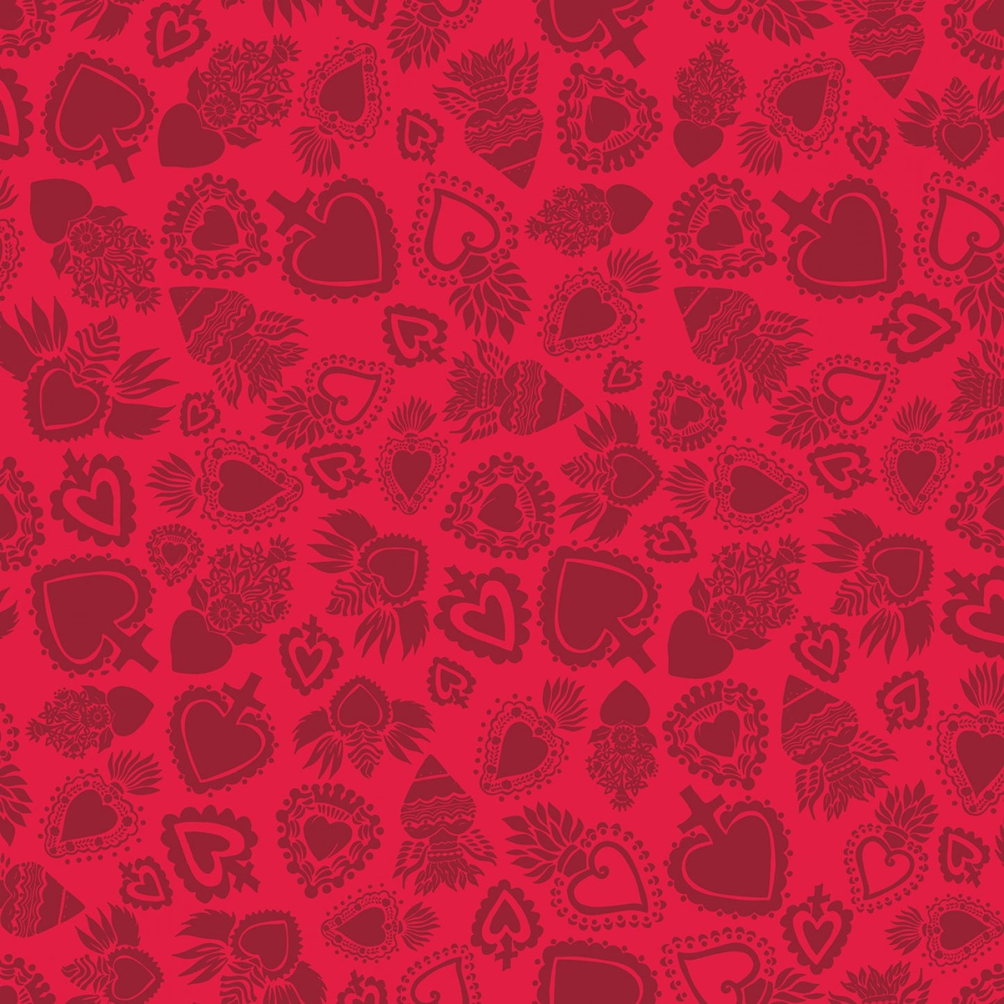 Amor Eterno by Crafty Chica Hearts Red C11813R-RED Cotton Woven Fabric