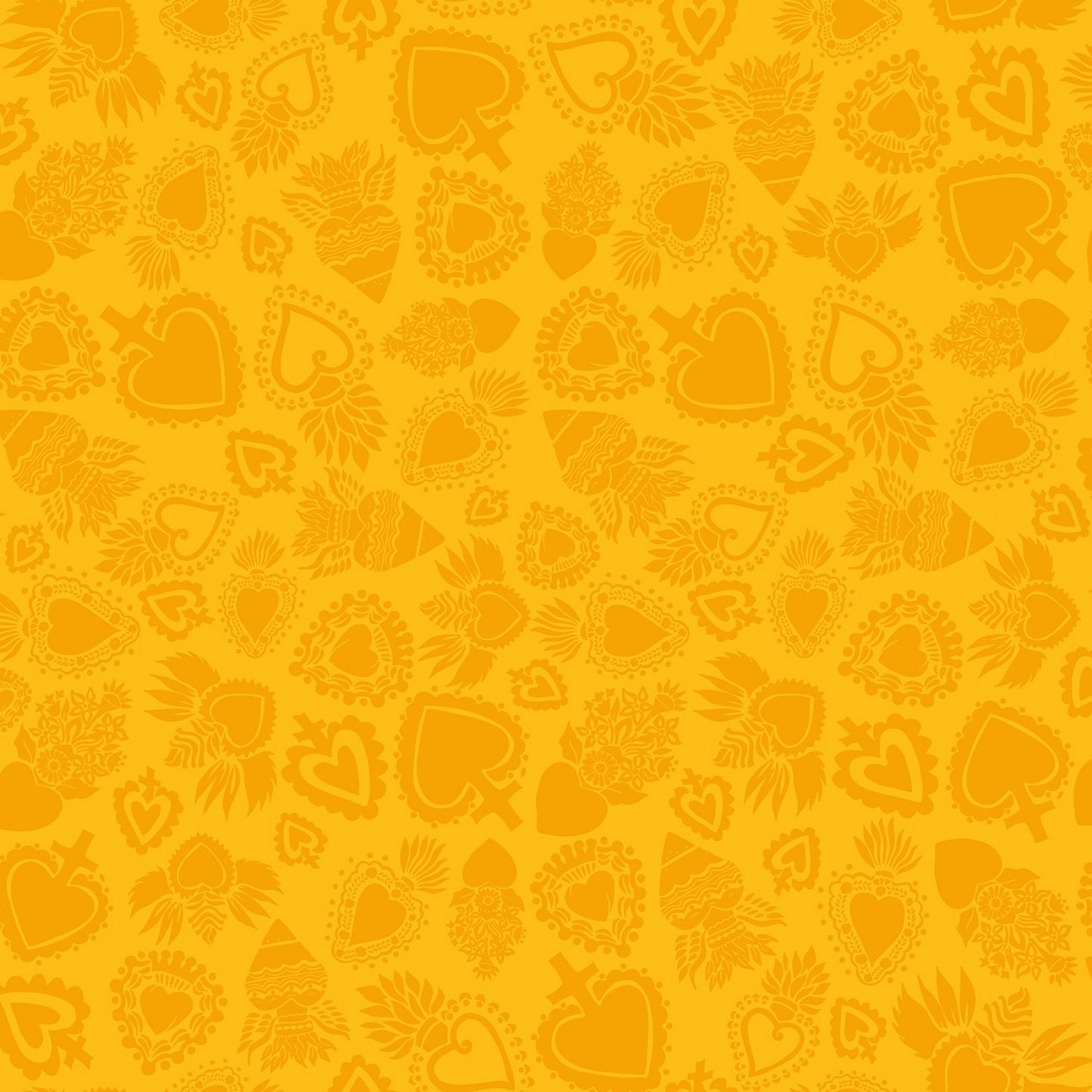 Amor Eterno by Crafty Chica Hearts Yellow C11813R-YELLOW Cotton Woven Fabric