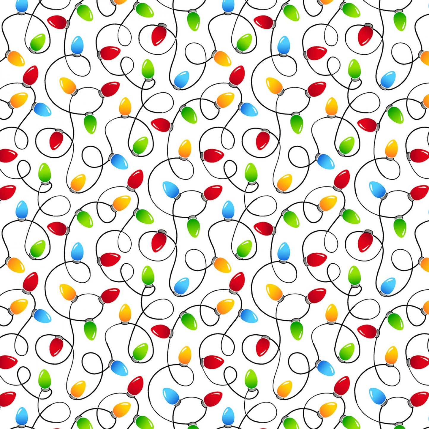 Merry Gnomeville Holiday Lights Pearlized White 12577PB-09 Cotton Woven Fabric