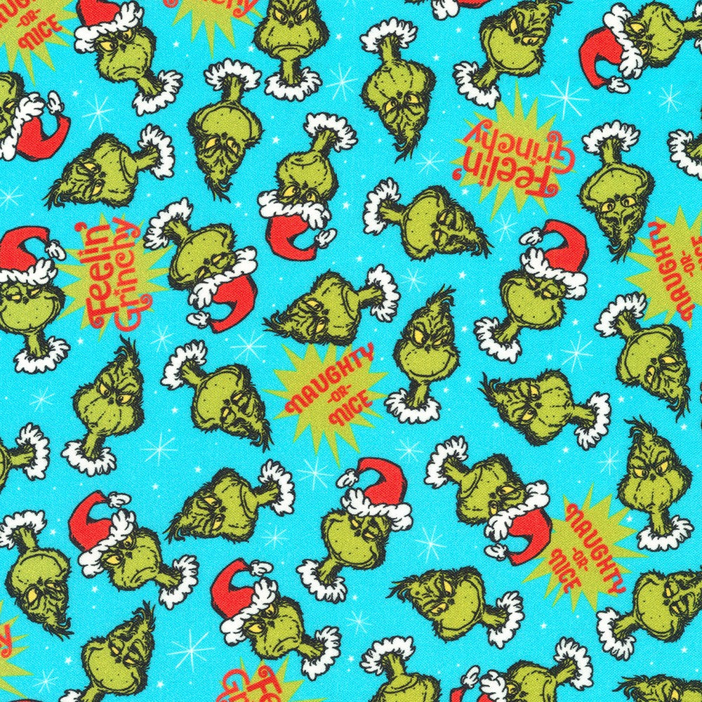 Licensed How the Grinch Stole Christmas by Dr. Seuss Enterprises Ice ADED-22567-88 Cotton Woven Fabric