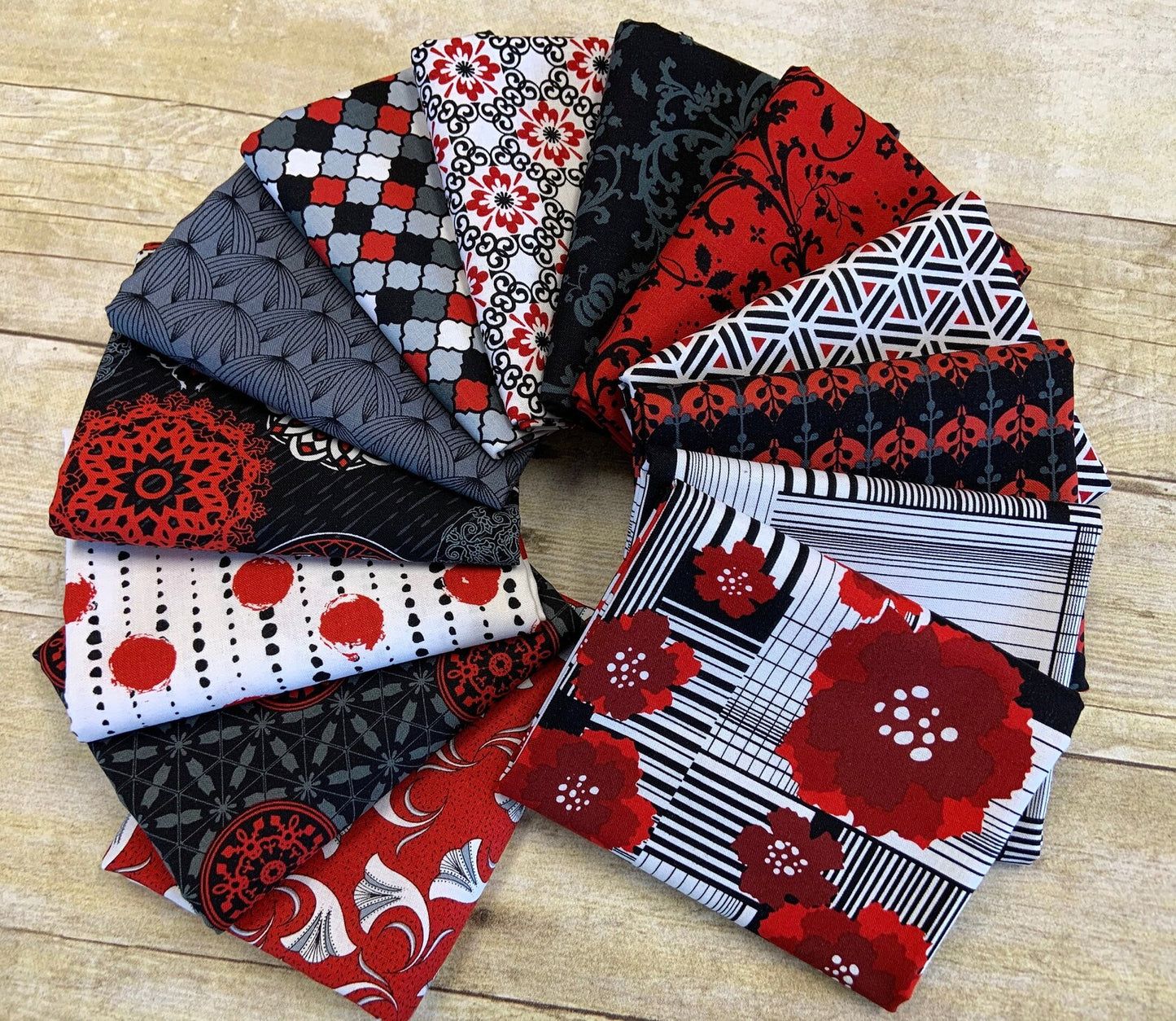 LAST PIECE 1 yard 34 inches Moroccan Red Barb Tourtillotte Abstract Floral on Black 9289-89 Cotton Woven Fabric