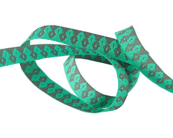 Tula Pink Chipper Wanderer Gray on Mint 1/2" Wide Woven Ribbon Priced per yard