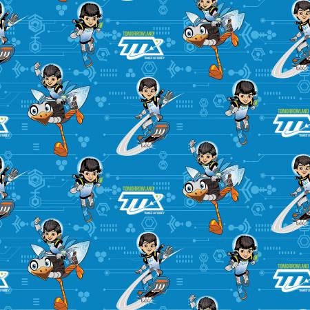 Licensed Miles Power on Blue 68121 Cotton Woven Fabric