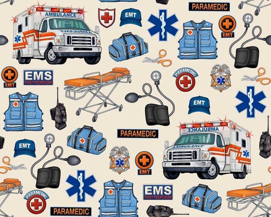 What the Doctor Ordered Medical Rescue Toss 24924-E Oatmeal Cotton Woven Fabric