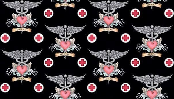 What the Doctor Ordered Nurse Tattoo 24927JP Black/Pink Cotton Woven Fabric