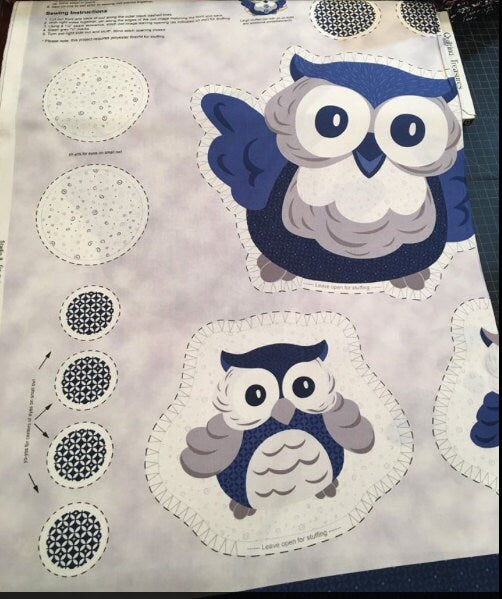 24" Panel Baby Boutique Stuffed Owl 23998K Cotton Woven  Panel