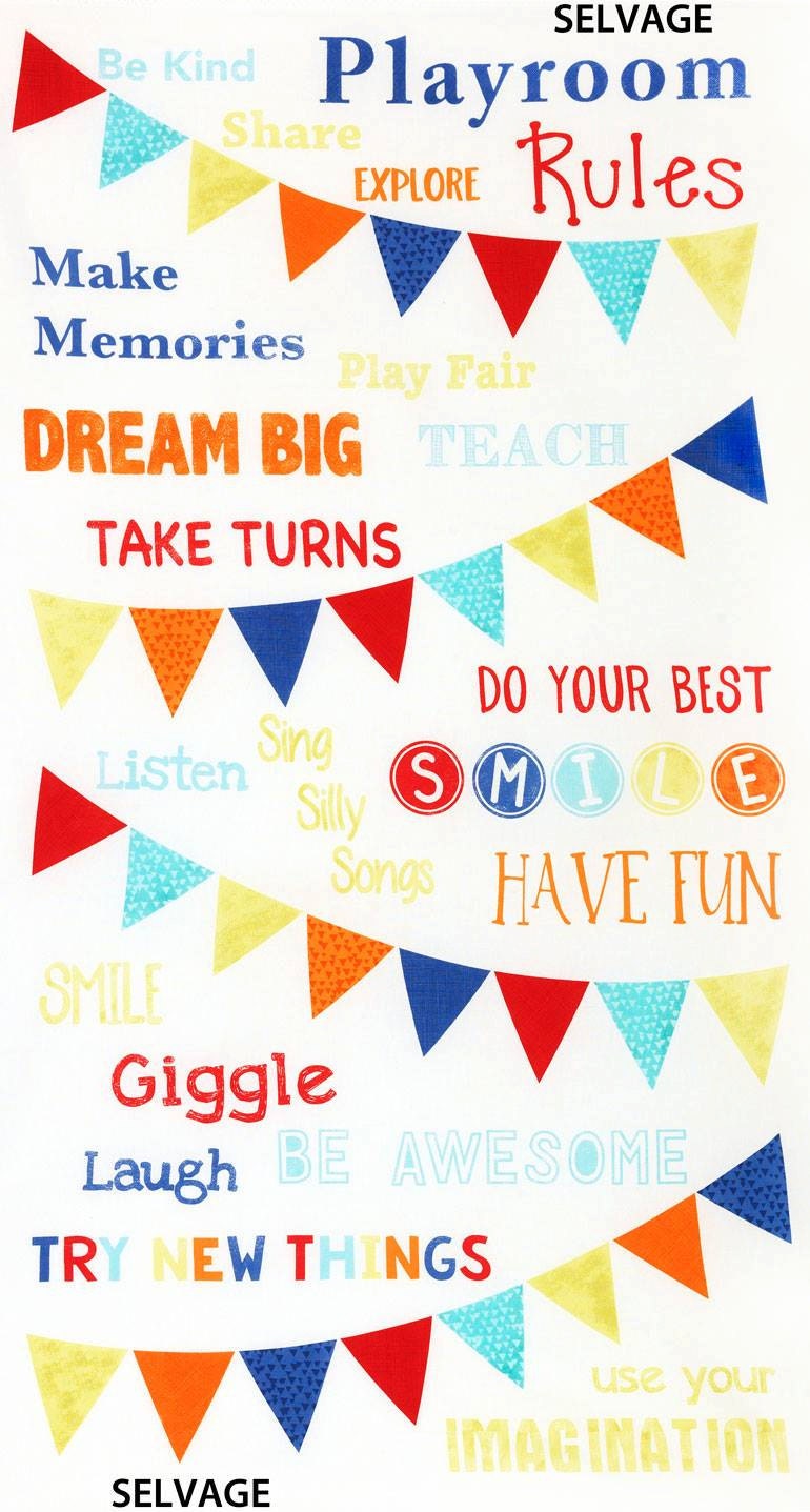 Playroom Rules 24" Panel Cotton Woven Panel