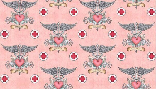 What the Doctor Ordered Nurse Tattoo Pink 24927P Cotton Woven Fabric