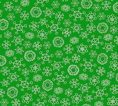 LIcensed Everyone's Favorite Snowman and Rudolph Snowflakes on Green Cotton Woven Fabric
