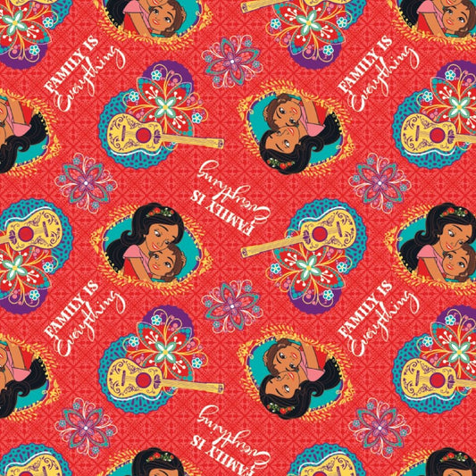 Licensed Disney Elena of Avalor Family is Everything Cotton Woven Fabric