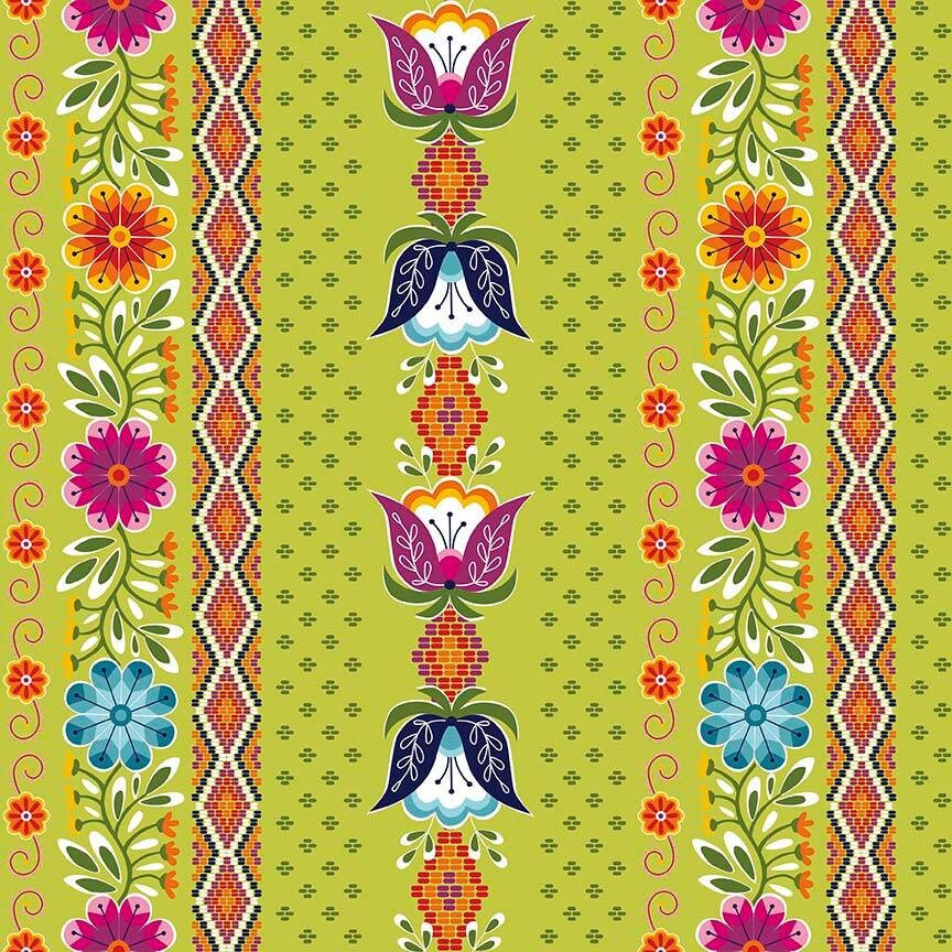 Juxtaposey by Betz White Green Posey Stripe 5923-green Cotton Woven Fabric