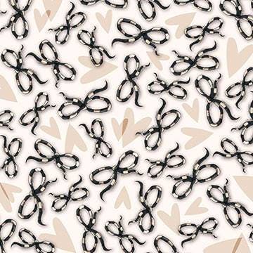 Santoro's Gorjuss Letters from the Heart Bows and Hearts Ecru 24995E Cotton Woven Fabric