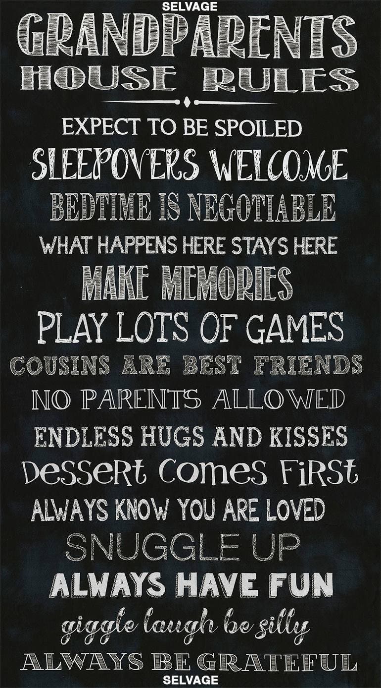 Grandparents News 24" Panel 5346-Black Cotton Woven Panel