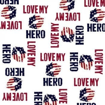 Love my My Hero on White 24784Z Cotton Woven Fabric