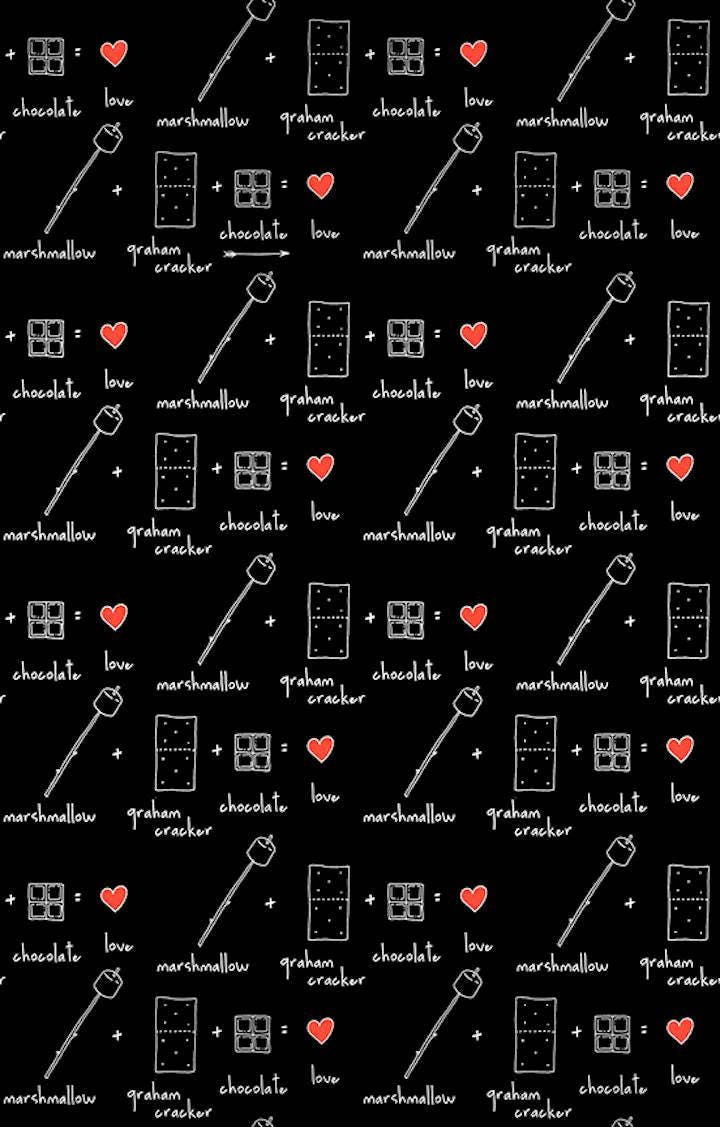 Camp S'mores by Ink & Arrow Smores Ingredients on Black 25950J Cotton Woven Fabric