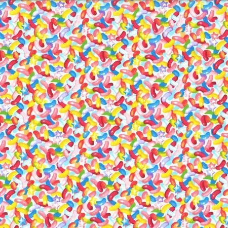 Candy Shop Pastel Candy Jelly Beans on Light Blue 40845 Cotton Woven