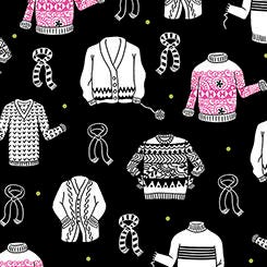 Wool Ewe Pink by Ink & Arrow Knitted Sweaters on Black 26117J Cotton Woven Fabric