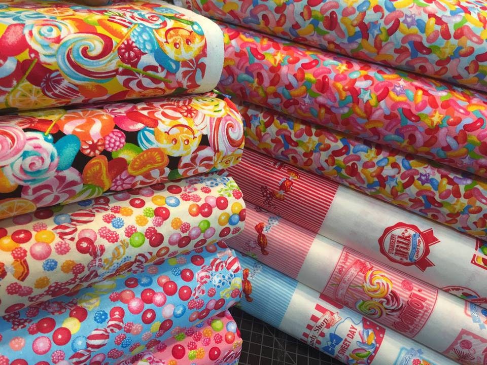 Candy Shop Pastel Candy Jelly Beans on Light Blue 40845 Cotton Woven