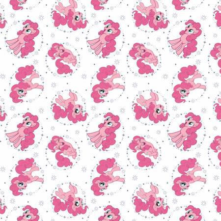 Licensed My Little Pony Friends Pinky Pie White Digital Cotton Woven
