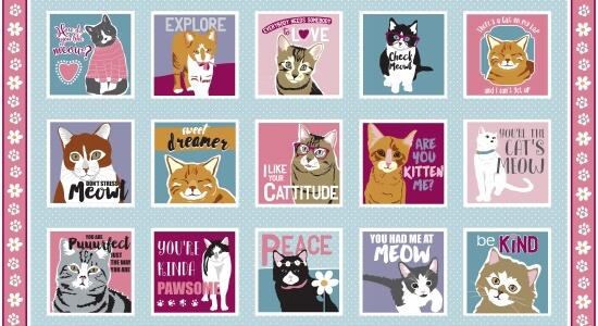 Cat-I-Tude by Ginger Oliphant 24" Panel Blocks Cotton Woven Panel 4061 11