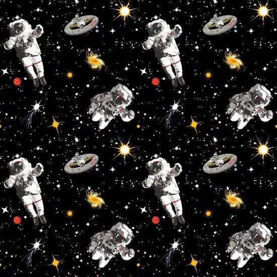Spacewalk (Glow in the Dark) Astronauts 9028G-099 Cotton Woven