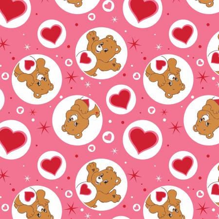 Licensed Care Bears Tenderheart Bear on Pink 44010108-01 Cotton Woven Fabric