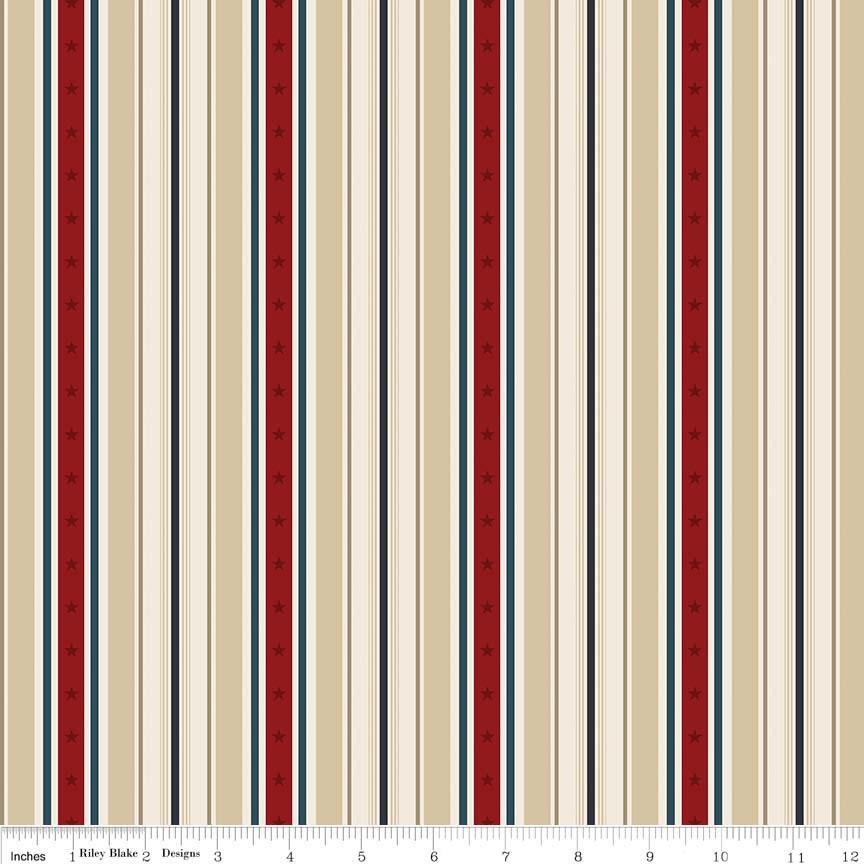 American Heritage by Dani Mogstad / Penny Rose Fabrics Stripe Tan C8034 Cotton Woven Fabric