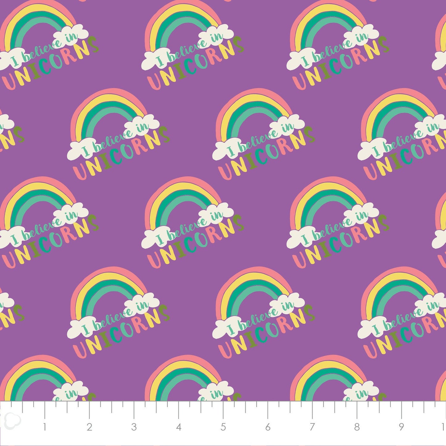 I Believe in Unicorns Orchid Rainbow Cotton Woven Fabric