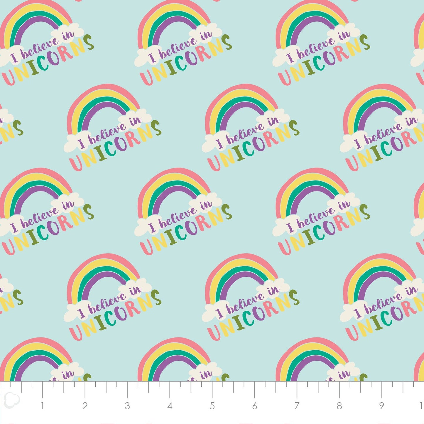 I Believe in Unicorns Aqua Cotton Woven