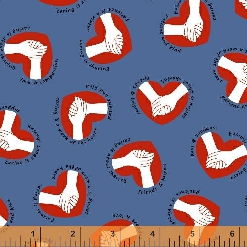 Calling All Nurses, Blue Caring Hands Cotton Woven Fabric
