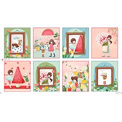 Melon Drop Licensed Santoro Gorjus Picture Patches 24" Panel Cotton Woven Panel