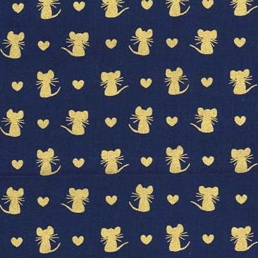Nice Mice Glitter Crittters Navy w/Metallic CM7620-NAVY-D Cotton Woven Fabric