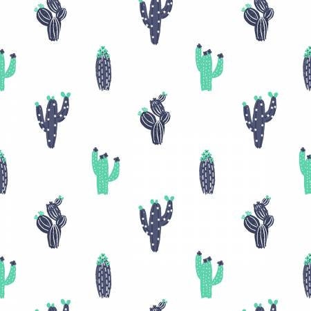 No Probllama Cacti White DS-1049 Cotton Woven Fabric